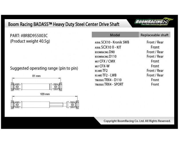 BADASS™ HD Steel Center Drive Shaft Set for MST CFX / CMX / CFX-W / MTX-1 Front & Rear (2) [Recon G6 Certified]