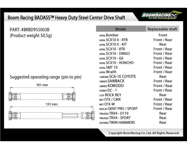 BADASS™ HD Steel Center Drive Shaft Set for Traxxas TRX4 D110 / Sport / Ford Front & Rear (2) [Recon G6 Certified]