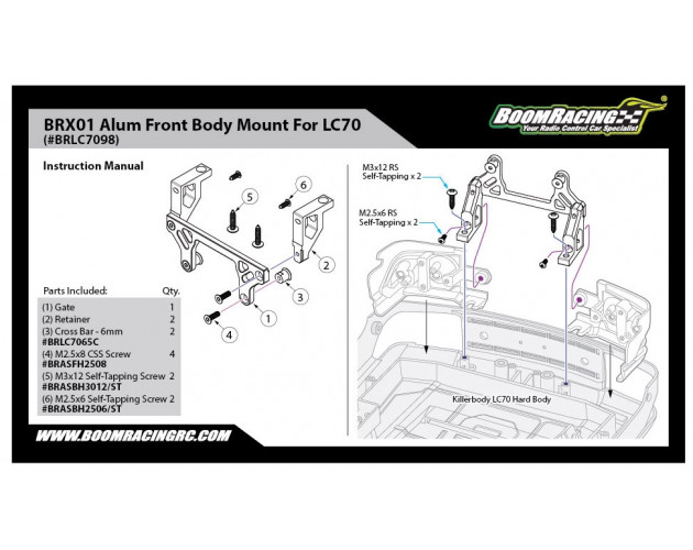 Pass-Thru Aluminum Front Body Mount for LC70