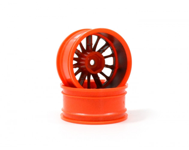 14-Spoke Orange Outer Ring Wheel Set (2Pcs) For 1/10 RC Car 26mm Black