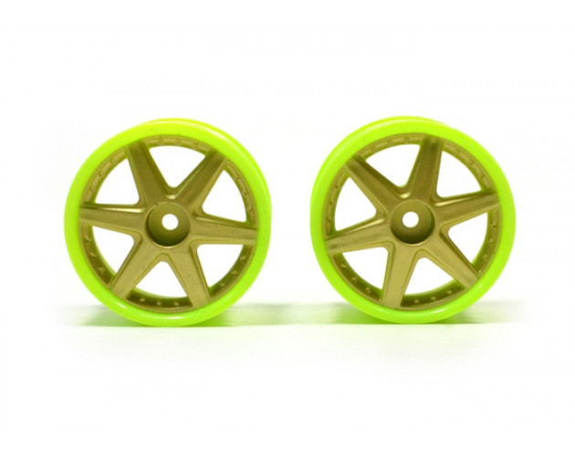 6-spoke Green Outer Ring Wheel Set (2pcs) For 1/10 RC Car (9mm Offset)