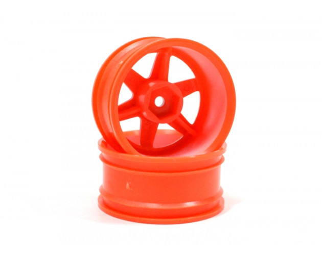 6-Spoke Orange Outer Ring Wheel Set (2Pcs) For 1/10 RC Car (3mm Offset) White