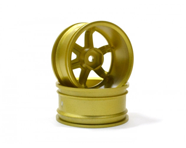 6-spoke Wheel Set (2pcs) Golden For 1/10 RC Car (6mm Offset)