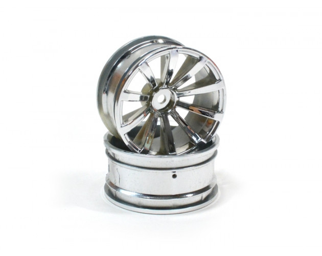 10-Spoke Wheel Set (2Pcs) Chrome/silver For 1/10 RC Car 26mm