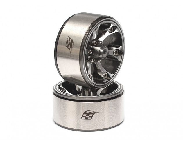 CHROMA™ 1.9 High Mass Beadlock Aluminum Wheels Spoke-6 Style C (2) Silver [RECON G6 The Fix Certified] 