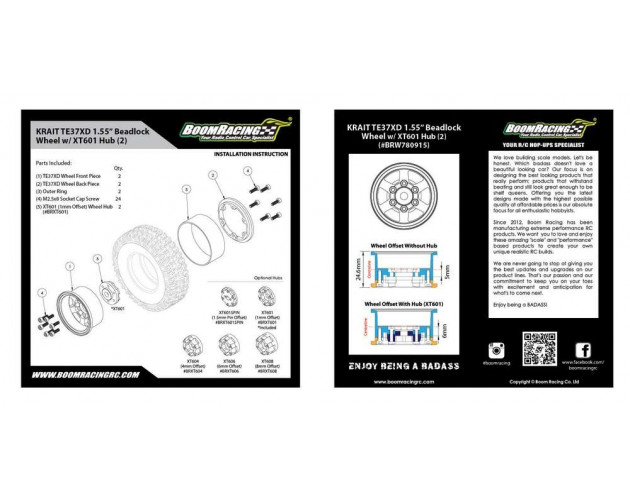TE37XD KRAIT™ 1.55 Deep Dish Aluminum Beadlock Wheels w/ XT601 Hubs (2) Silver