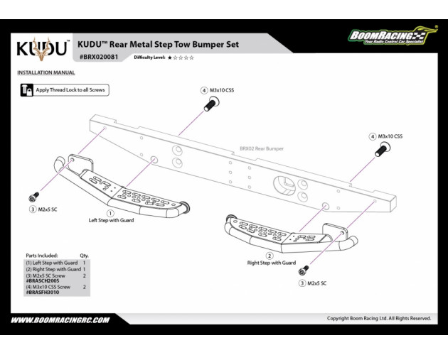 KUDU™ Rear Metal Step Tow Bumper Set
