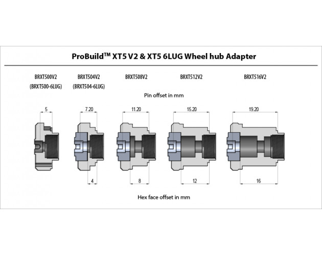 ProBuild™ XT504 6-Lug Aluminum 12mm Wheel Hub Adapters 4MM Offset (2) Black