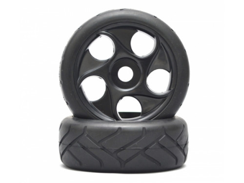 1/8 On-road 5 Spoke Wheel & Tire Set (1pair) Black