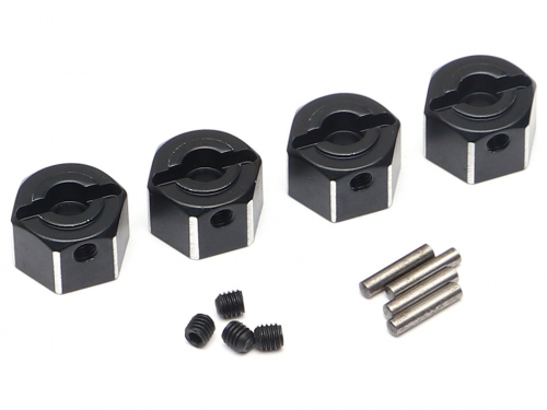 8mm Wide Aluminum 12mm Hex (for 5mm Shaft) with Pins & Set Screws (4) Black