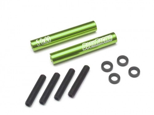 Threaded Aluminum Link Pipe Rod 5x30mm (2) w/ Set Screws & Delrin Spacers Green
