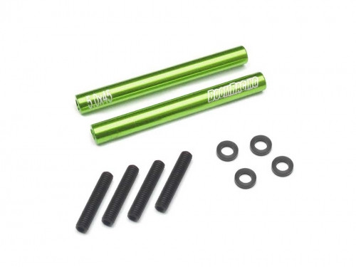 Threaded Aluminum Link Pipe Rod 5x45mm (2) w/ Set Screws & Delrin Spacers Green