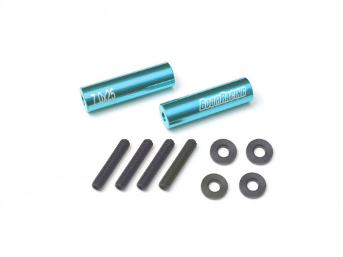Threaded Aluminum Link Pipe Rod 7x25mm (2) w/ Set Screws & Derlin Spaces Blue