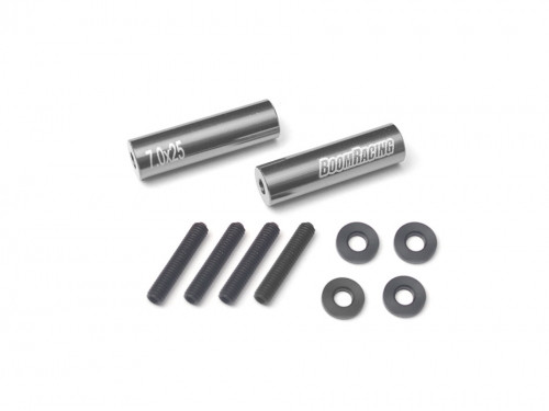 Threaded Aluminum Link Pipe Rod 7x25mm (2) w/ Set Screws & Derlin Spaces Gun Metal
