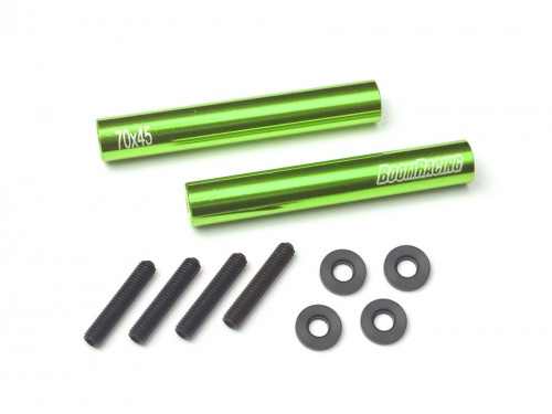 Threaded Aluminum Link Pipe Rod 7x45mm (2) w/ Set Screws & Derlin Spaces Green