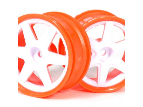 6-Spoke Orange Outer Ring Wheel Set (2Pcs) For 1/10 RC Car (3mm Offset) White