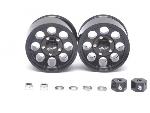 1.55 Terra Classic 8-Hole Aluminum Beadlock Wheels w/ 3mm Wideners (2) Black